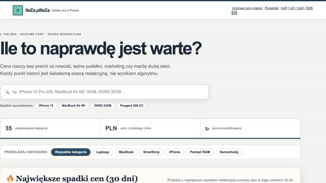 IleZa.pl used electronics price radar homepage